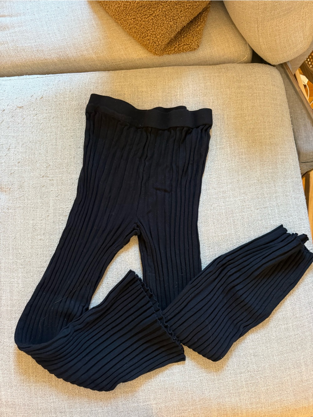 Black Ribbed Womens Sweater Pants